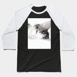 Kitten Cloud Pencil Baseball T-Shirt